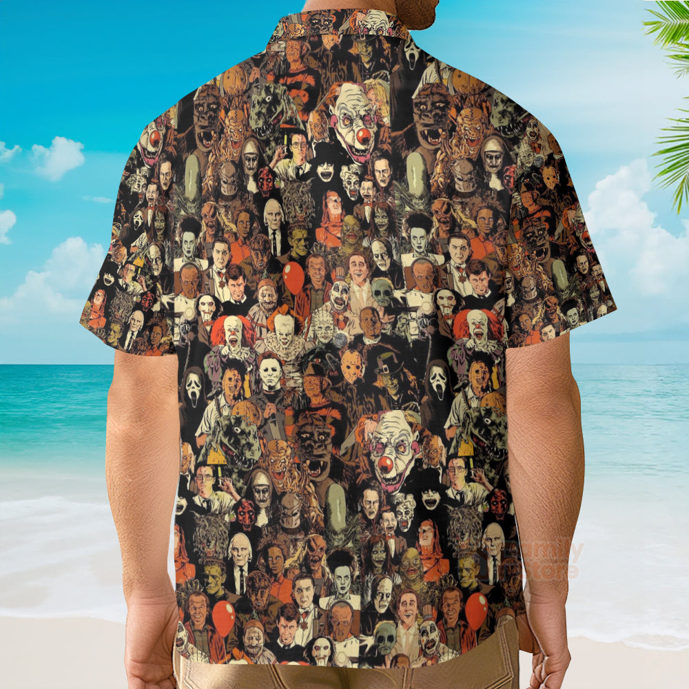 Horror Movie Characters Halloween Pattern Hawaiian Shirt