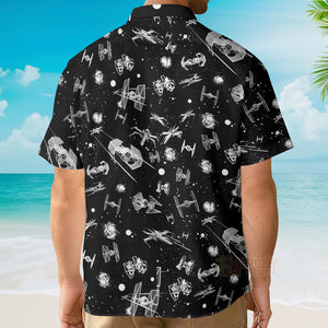 Star Wars Spacecraft Pattern Button Down Hawaiian Shirt