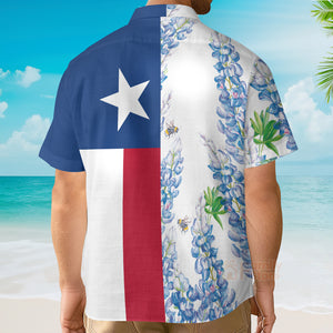 FamilyStore Royal Blue Bluebonnet - Floral Texas Flag - Hawaiian Shirt