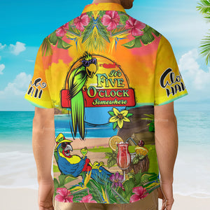 Parrot Tropical Flower It's 5 O'clock Somewhere Yellow Aloha Hawaiian Shirts