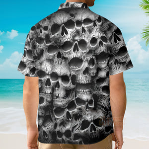 FamilyStore Spiral Twisted Skulls Printing Cuban Collar Carnival Hawaiian Shirt