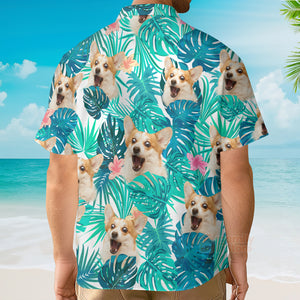 Custom Photo Dog Face Flower Hawaiian Shirt