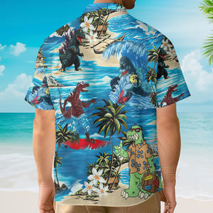 Godzilla Custom Shorts Sleeve Shirt Hawaiian Shirts Aloha Hawaii