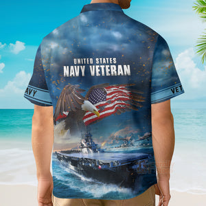 Navy United States Navy Veteran Eagles And Ships U.S Navy Hawaiian Shirt