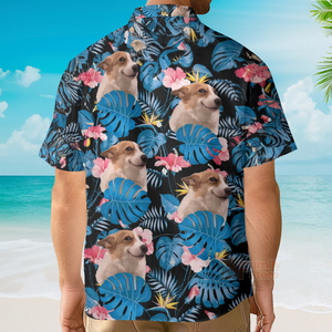 Custom Photo Tropical Leaf With Funny Corgi Dog - Hawaiian Shirt