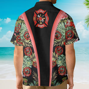 FamilyStore Personalized Firefighter Tropical Hawaiian Shirt