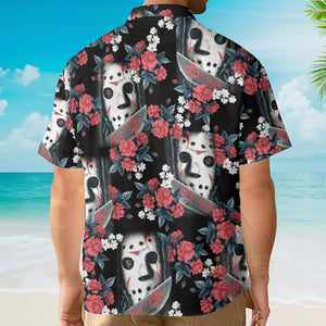 FamilyStore Halloween Jason Voorhees Flower Tropical Style - Hawaiian Shirt