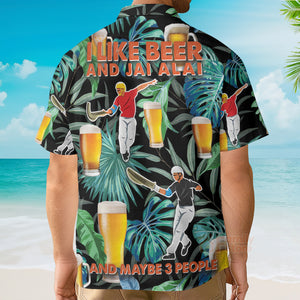 Beer And Jai Alai Tropical Pattern - Hawaiian Shirt