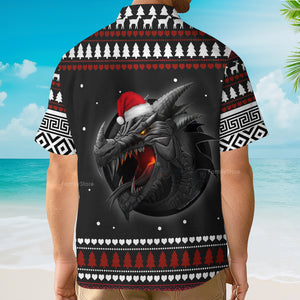 Dragon Merry Christmas Black And Red - Hawaiian Shirt