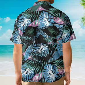 Leaves Tropical Floral Skull - Hawaiian Shirt