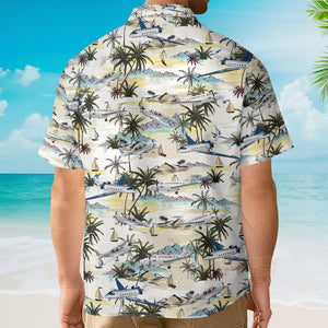 Army Aviation Aircraft Tropical Pattern Hawaiian Shirt
