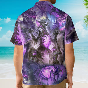 Skull Dragon Love Life Purple Hawaiian Shirt