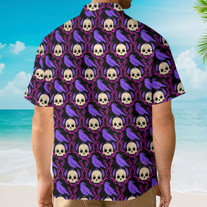 Raven Skull Halloween Hawaiian Shirt For Men And Women
