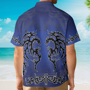 Blue Tribal Dragon Hawaiian Shirt