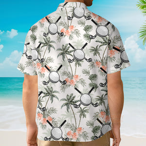 Golf Putter And Balls With Palm Trees Design Hawaiian Shirt