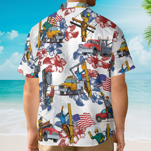 Lineman 4Th Of July Hawaiian Shirt