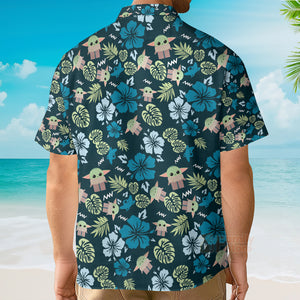 Starwars Grogu Baby Yoda Tropical Leaves- Hawaiian Shirt For Men, Women, Kids