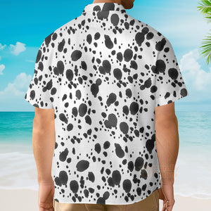 Dalmatian Dog Pattern Black And White Aloha Hawaiian Shirts For Men, Women