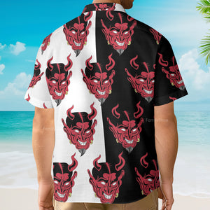 FamilyStore Red Oni Japan Mask Devil Aloha Hawaiian Shirts For Men & Women