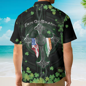 St Patricks Day Irish Erin Go Bragh American Flag Clover Hawaiian Shirt