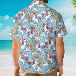 Life Is Better With Pink Unicorn Rainbow SkyBlue Hawaiian Shirt