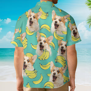 Personalized Puppy Lovers Gift  Banana Pattern Mint Color Hawaiian Shirt