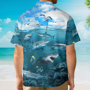 Shark Undersea Darkness Art Hawaiian Shirt