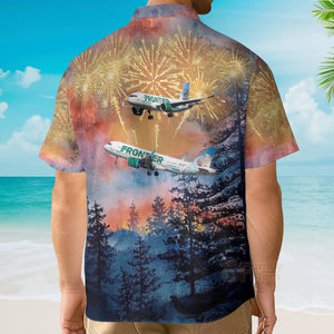 Frontier Airlines Airbus A320-251N Independence Day Hawaiian Shirt