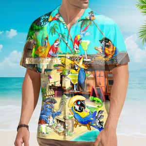 Funny Parrot In Summer Beach Party Margarita Cocktail Margaritaville Hawaiian Shirts