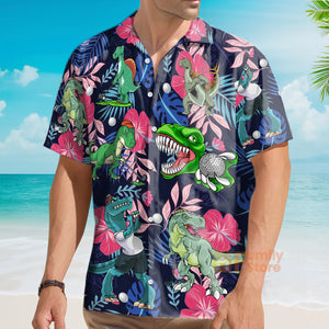 FamilyStore Golf Funny Dinosaur Back Nines Matter Tropical Pattern - Hawaiian Shirt