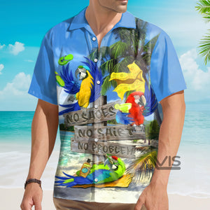 Mischevous Parrot No Shoe No Shirt No Problem - Hawaiian Shirt