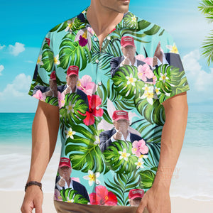 Custom Donald Trump Photo Tropical Style Hawaii Shirt