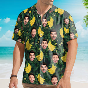 Personalized Face Banana Green Unique Design Made Men'S Hawaiian Shirt