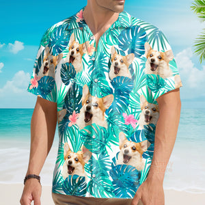 Custom Photo Dog Face Flower Hawaiian Shirt