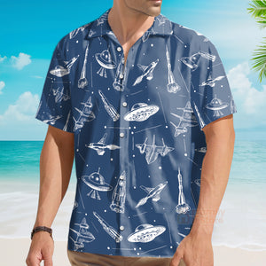 Space Aircraft Seamless Pattern Hawaiian Shirt