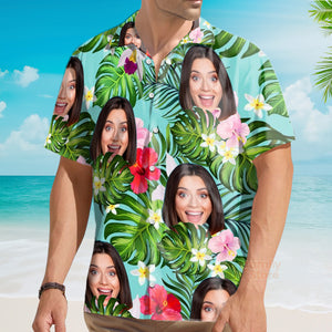 Custom Photo Face Hibiscus Flower Summer 3 - Hawaiian Shirt