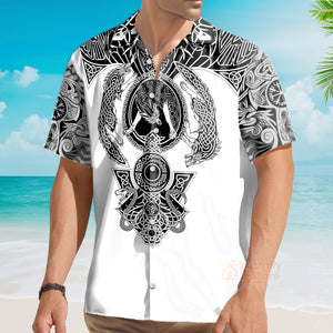 Viking Warrior Blood Black And White Hawaiian Shirt