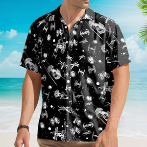 Star Wars Spacecraft Pattern Button Down Hawaiian Shirt