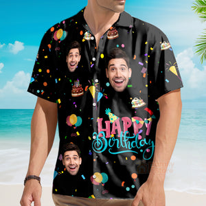 Personalized Face Happy Birthday Hawaiian Shirt Men'S All Over Print Gift