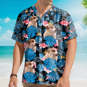 Custom Photo Tropical Leaf With Funny Corgi Dog - Hawaiian Shirt