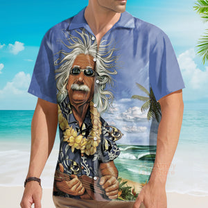 Albert Einstein Chilling On The Beach Custom Hawaii Shirt