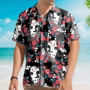 FamilyStore Halloween Jason Voorhees Flower Tropical Style - Hawaiian Shirt