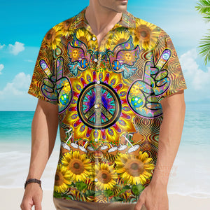 Hippie Sunflowers Love Sunshine Yellow Amazing Style Hawaiian Shirt