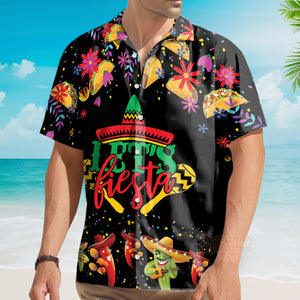 Let's Fiesta Cinco De Mayo Black And Red Aloha Hawaiian Shirts