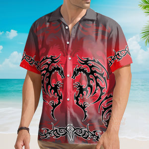 Red Tribal Dragon Hawaiian Shirt