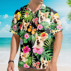 Custom Photo Dog Hibiscus Flower Summer - Personalized Hawaiian Shirt