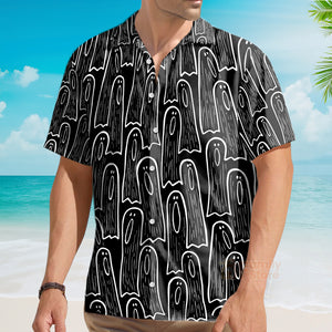 Men's Hawaiian Shirts Halloween Ghost Print Short Sleeve Shirt