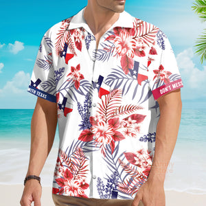 Floral Bluebonnet Don't Mess With Texas Hawaiian Shirt For Men