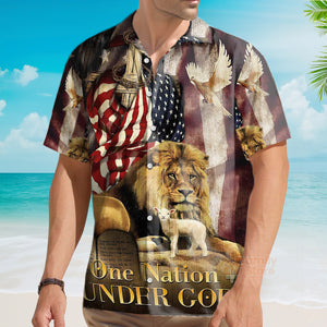 One Nation Under God Chest Pocket Short Sleeve Casual Shirt Hawaiian Shirt