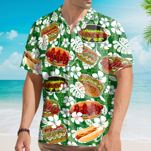 Hot Dog Hibiscus Flower Aloha Hawaiian Shirts For Men, Women